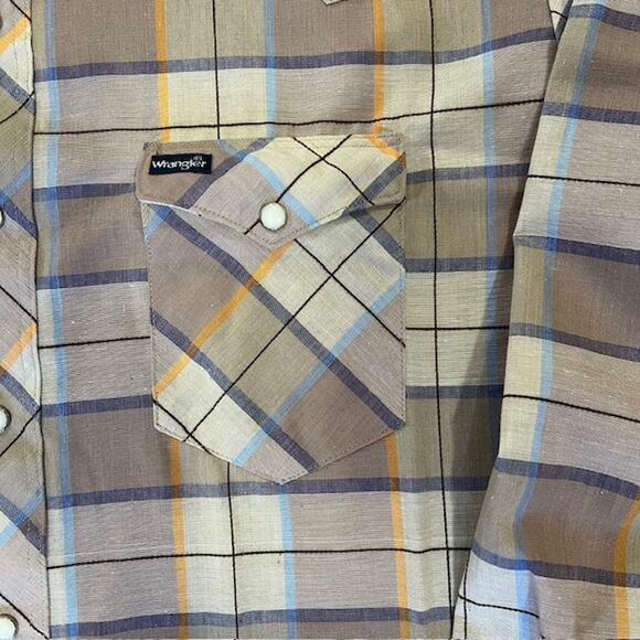 VTG Wrangler Big Man Pearl Snap Shirt Mens 2XL Plaid Western Rodeo Chest Pocket - Picture 9 of 9
